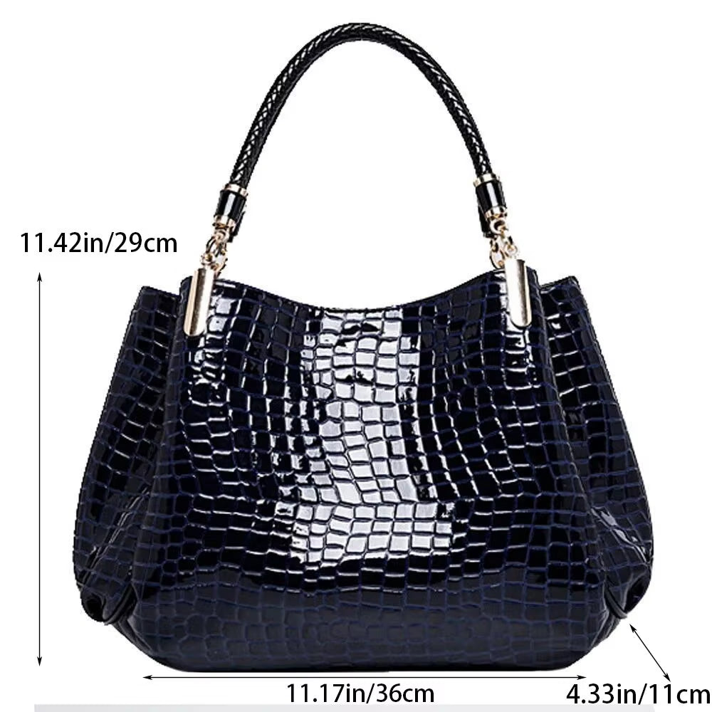  Crocodile Print Large Capacity Tote Bag 