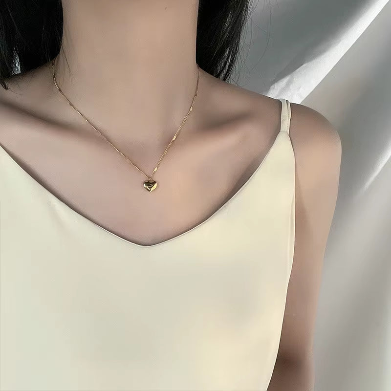  Stainless Steel Love Necklace- Clavicle Chain 18K Gold Color Necklace for Women Fashion Jewelry 