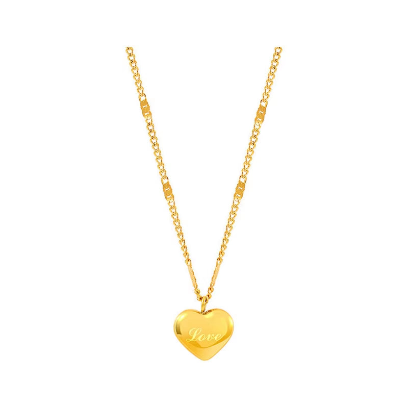  Stainless Steel Love Necklace- Clavicle Chain 18K Gold Color Necklace for Women Fashion Jewelry 