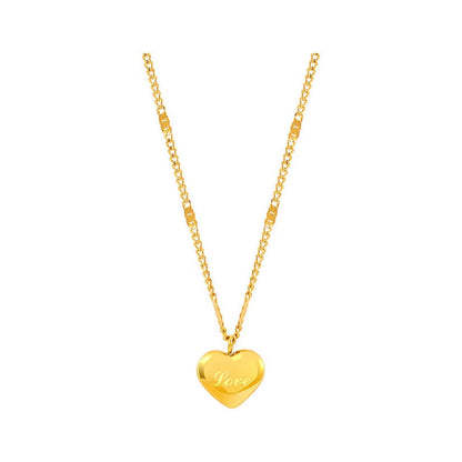  Stainless Steel Love Necklace- Clavicle Chain 18K Gold Color Necklace for Women Fashion Jewelry 