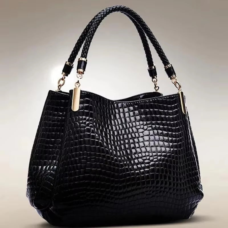  Crocodile Print Large Capacity Tote Bag 