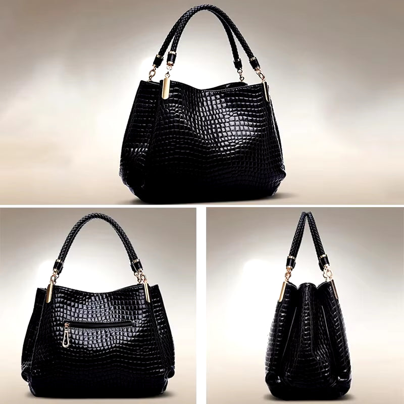  Crocodile Print Large Capacity Tote Bag 