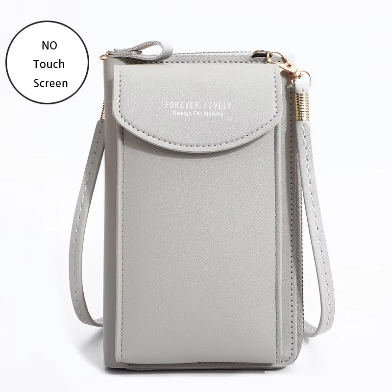 Small Women's Touch Screen Cell Phone Wallet -Soft Leather Crossbody