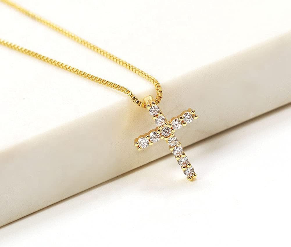  Diamond Cross Pendant Dainty Cross Necklace for Women