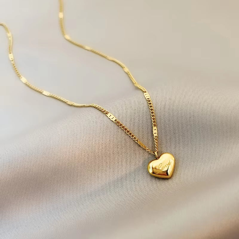  Stainless Steel Love Necklace- Clavicle Chain 18K Gold Color Necklace for Women Fashion Jewelry 