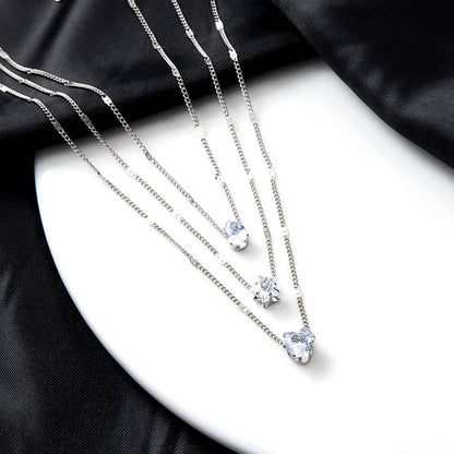 Crystal Zircon Layered Pendant Necklace Set for Women 