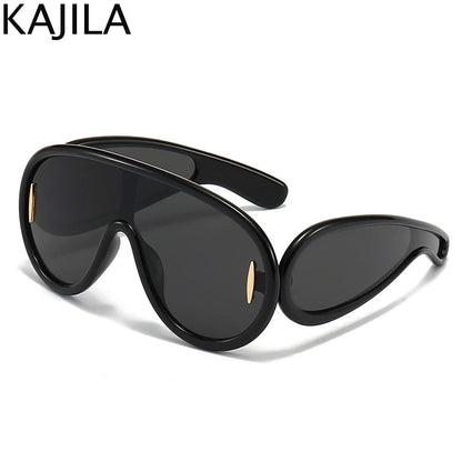 Oversized Y2K Sunglasses for Lady- 2025 Luxury Brand Steampunk Eyewear 