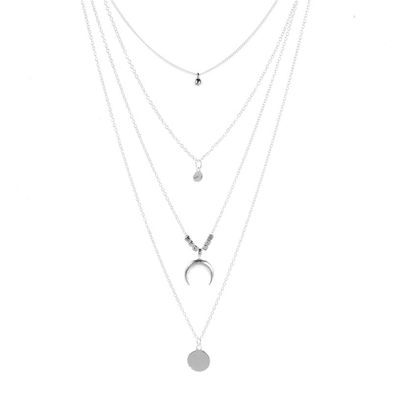 Crystal Zircon Layered Pendant Necklace Set for Women 