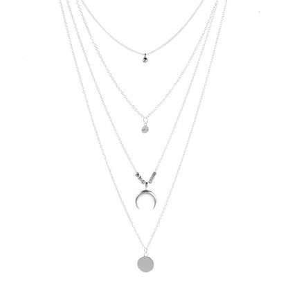 Crystal Zircon Layered Pendant Necklace Set for Women 