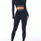 Letter Print round Neck Long Sleeve Top and Leggings Active Set