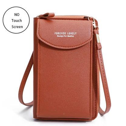 Small Women's Touch Screen Cell Phone Wallet -Soft Leather Crossbody