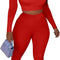  2 Piece Outfits Long Sleeve Crop Top High Waist Legging Pants Set